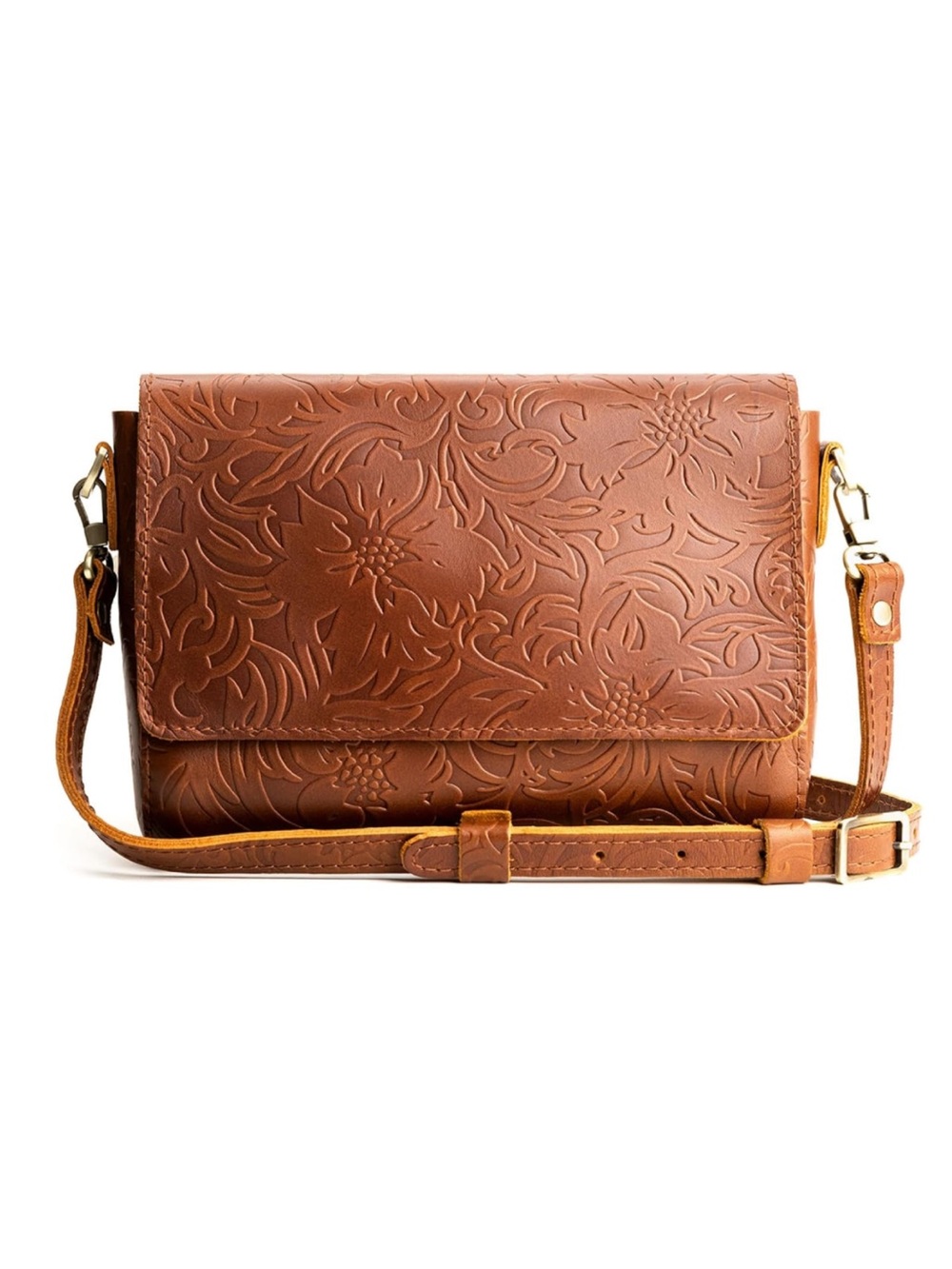 Portland Leather Goods Metro Crossbody Bag Full Grain Hides Meadow Cognac Brown